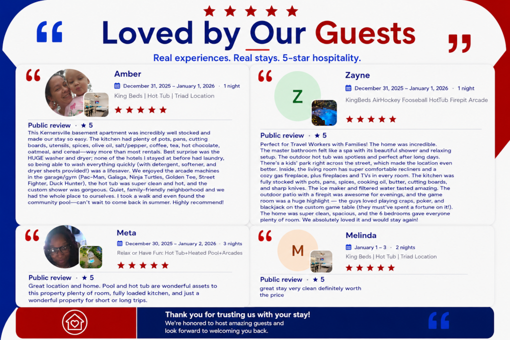 5-star stays, thoughtful hosting, and guests who leave feeling right at home. 5-star stays, thoughtful hosting, and guests who leave feeling right at home.
