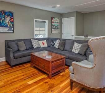 Plenty of couch space to relax and watch  TV or to curl up and read a book.