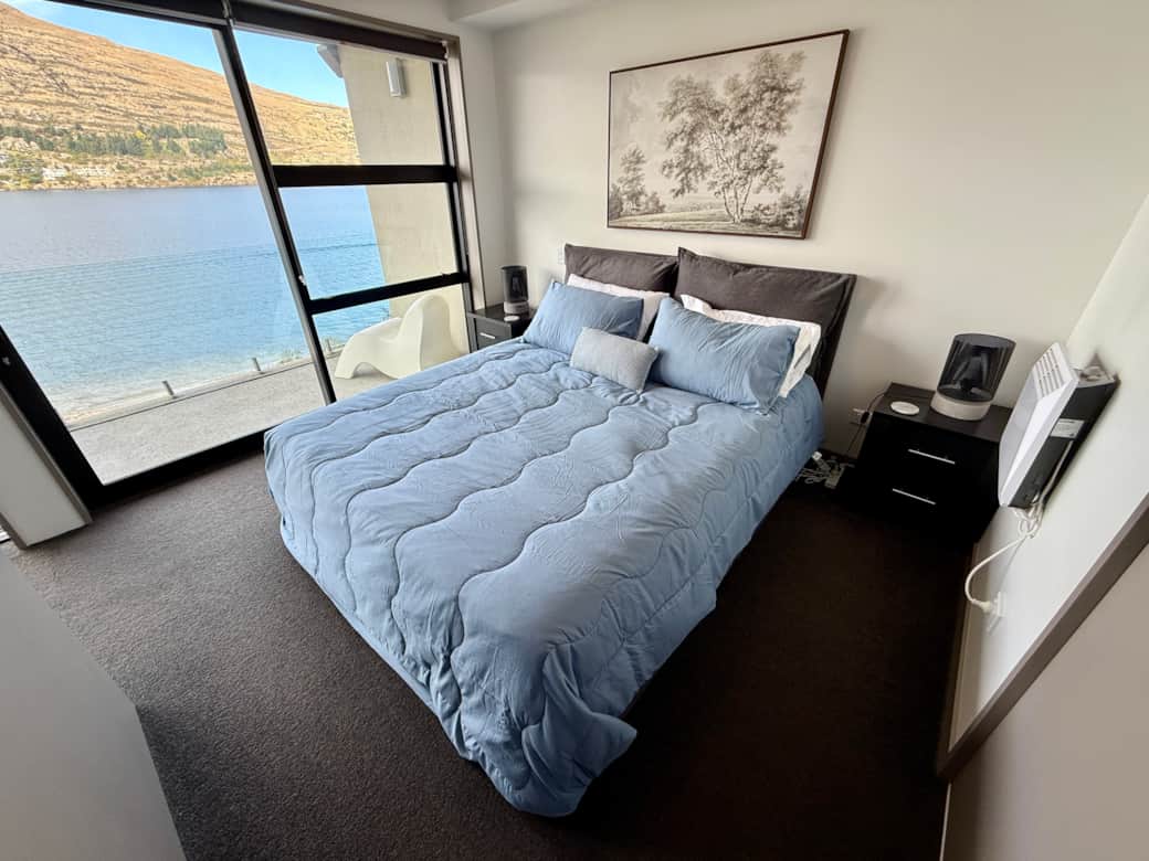 Bedroom with lake views