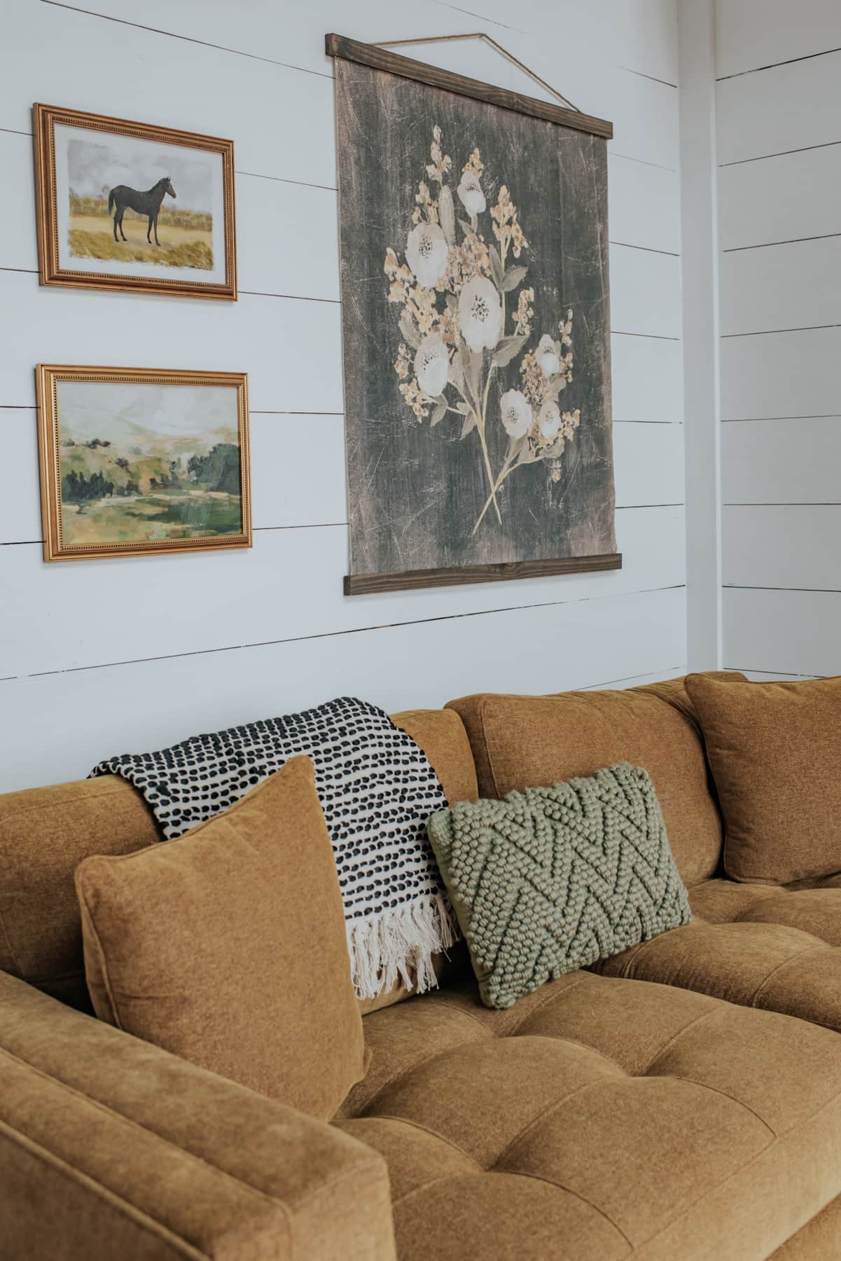Cozy living room with a queen pull-out sofa.