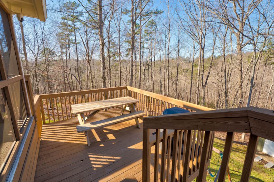 Private deck overlooking the woods.