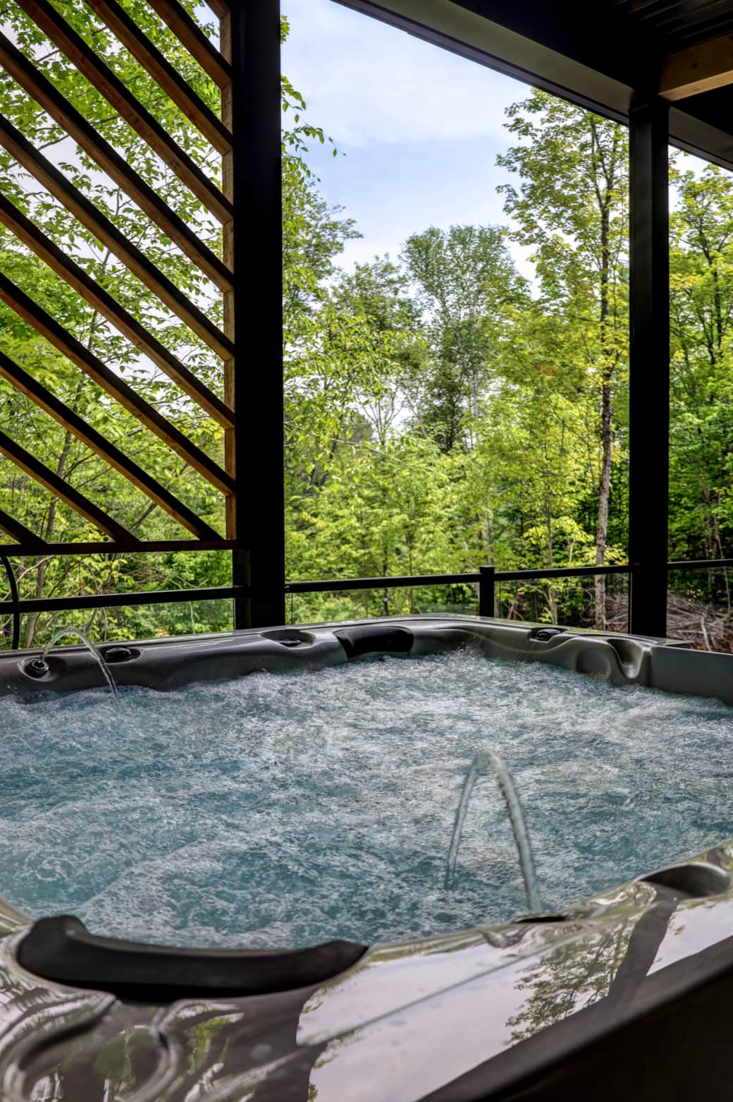 Spa on covered balcony