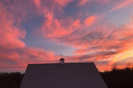 The sky overlooking the rooftop of Zen Carriage House.