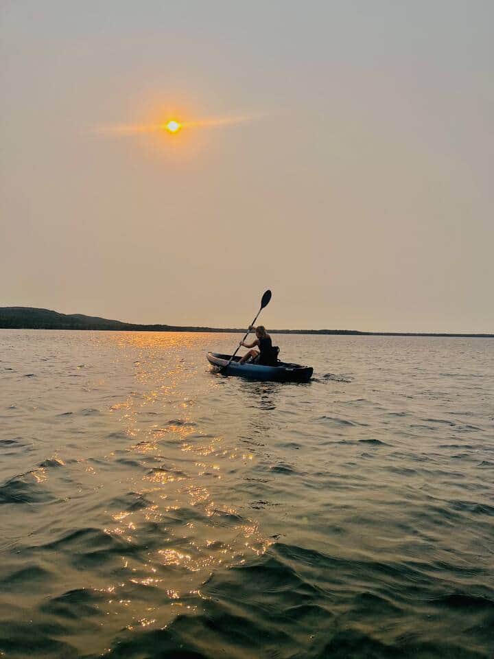 Kayaking on platte lake from lake access.