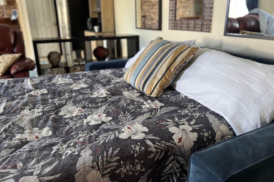 Full Size Pull-out Sofa Bed with Foam Mattress topper 