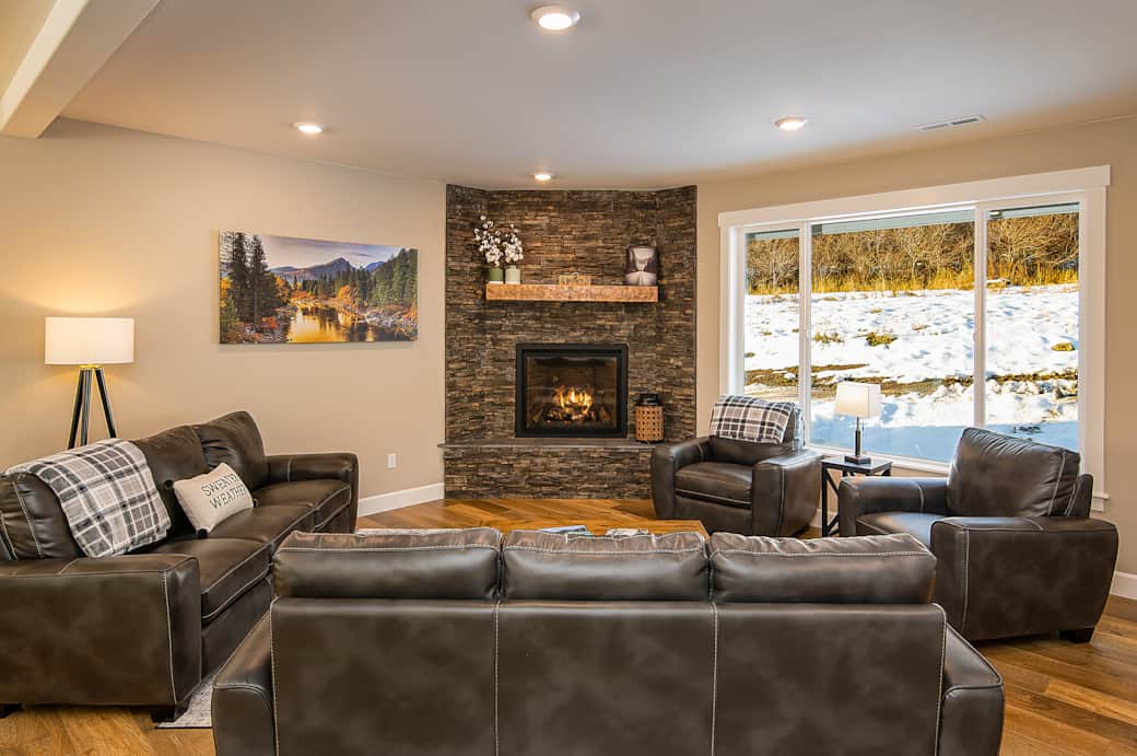 living room with cozy gas fireplace