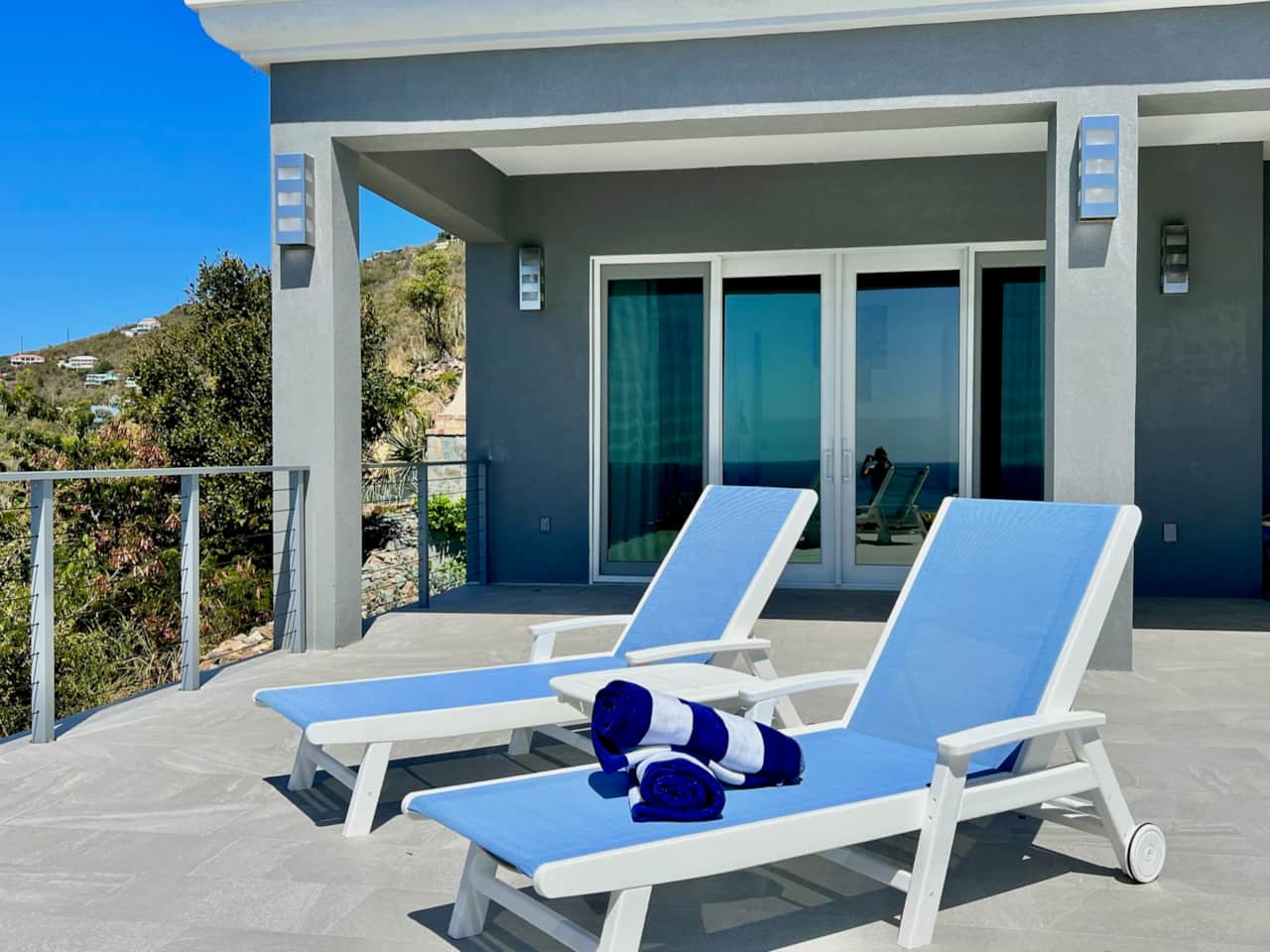 Lounge chairs outside the primary bedroom 