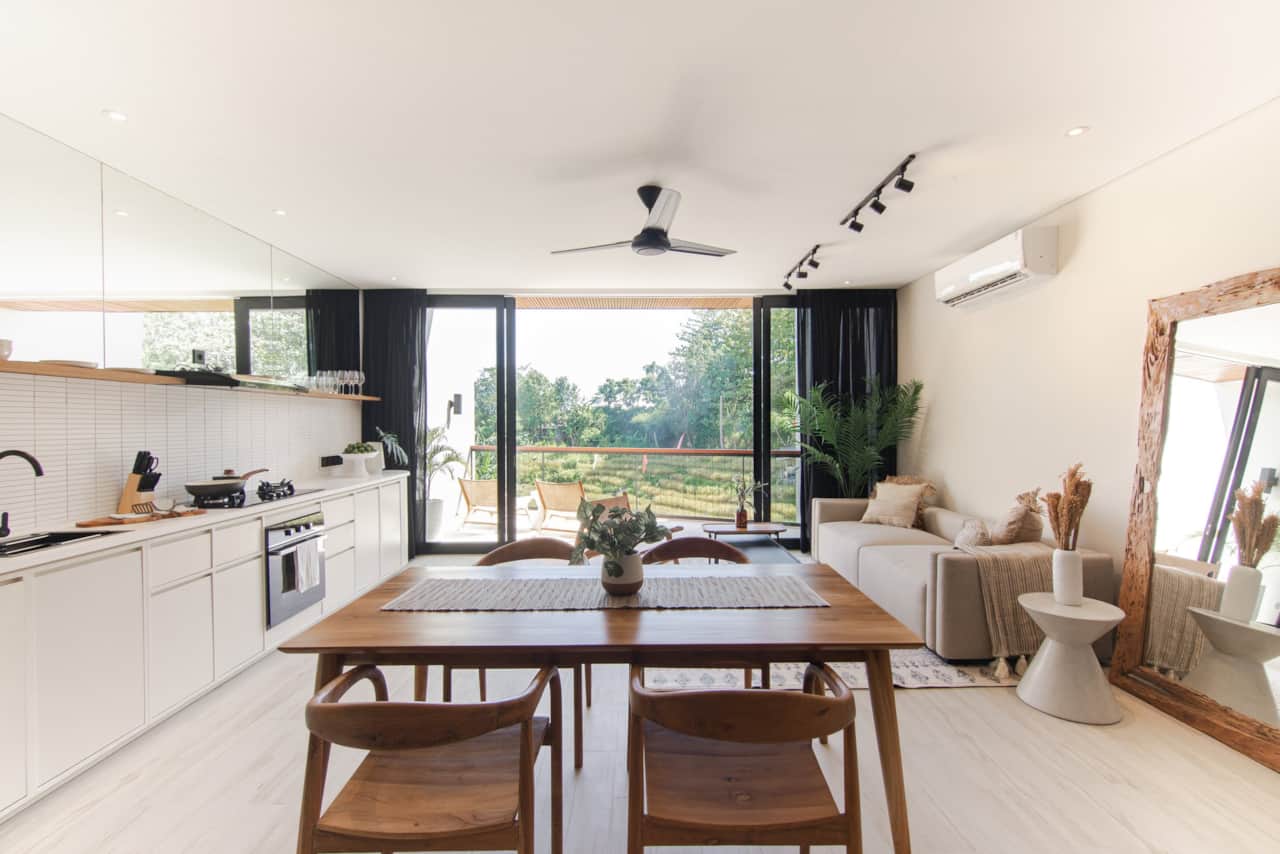 Feel right at home. Our Airbnb complete with private kitchen, living room, and dining table.