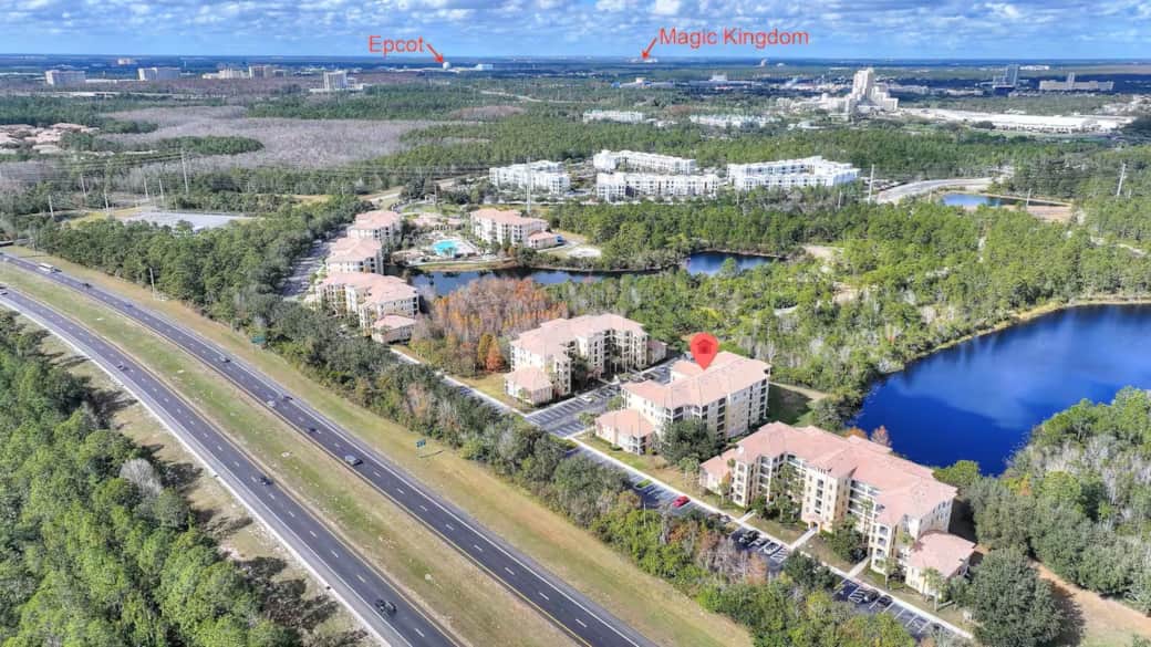 14 min drive to Magic Kingdom and 8 min drive to Epcot