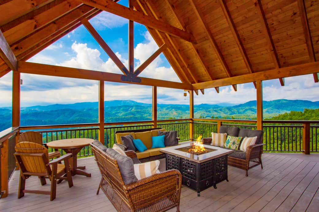Rolling mountain views on main level balcony Rolling mountain views on main level balcony