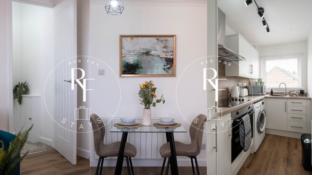 Entry Way // Dining Area // Fully Equipped Kitchen, including washing machine, fridge freezer 