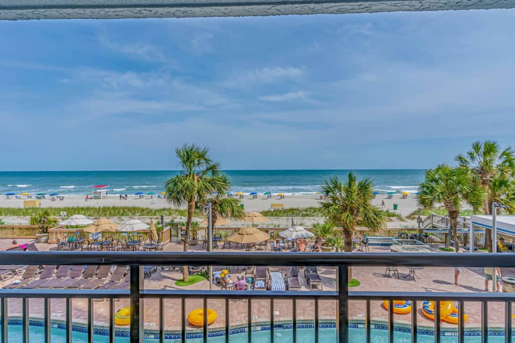 Enjoy views of the lazy river and endless views of the Atlantic Ocean right from your own balcony!
