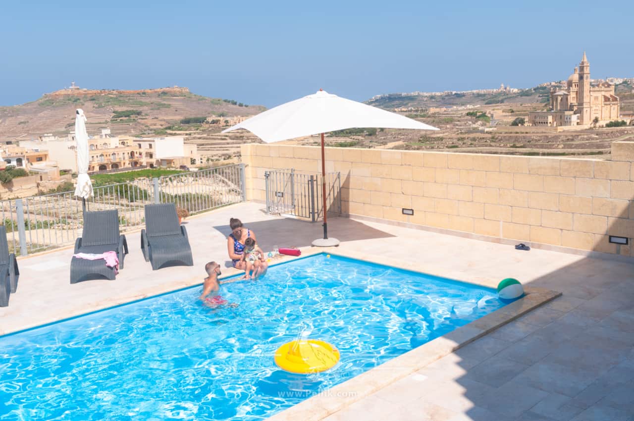 The pool area