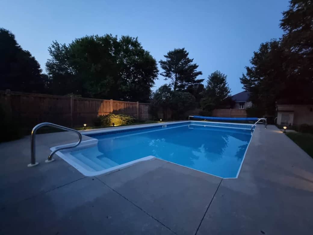 Evening swims and poolside relaxation under the stars.