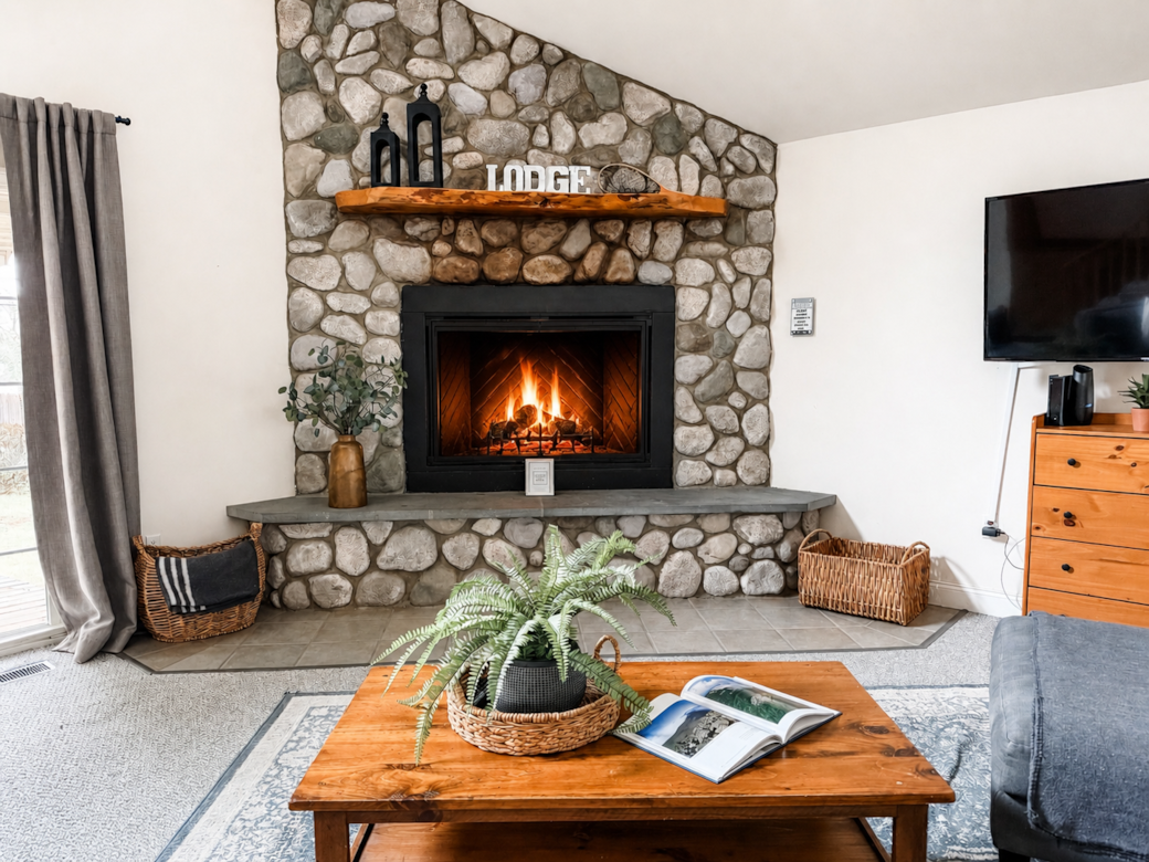 Wood burning fireplace