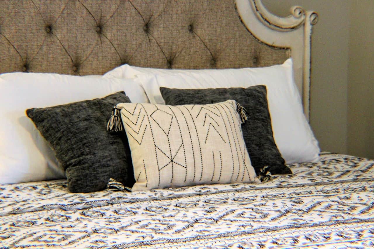 A peaceful bedroom retreat with plush bedding designed for restful nights.