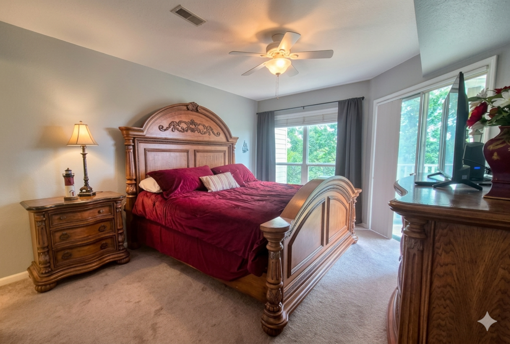 Comfortable King bedroom w plenty of space to unwind Comfortable King bedroom w plenty of space to unwind