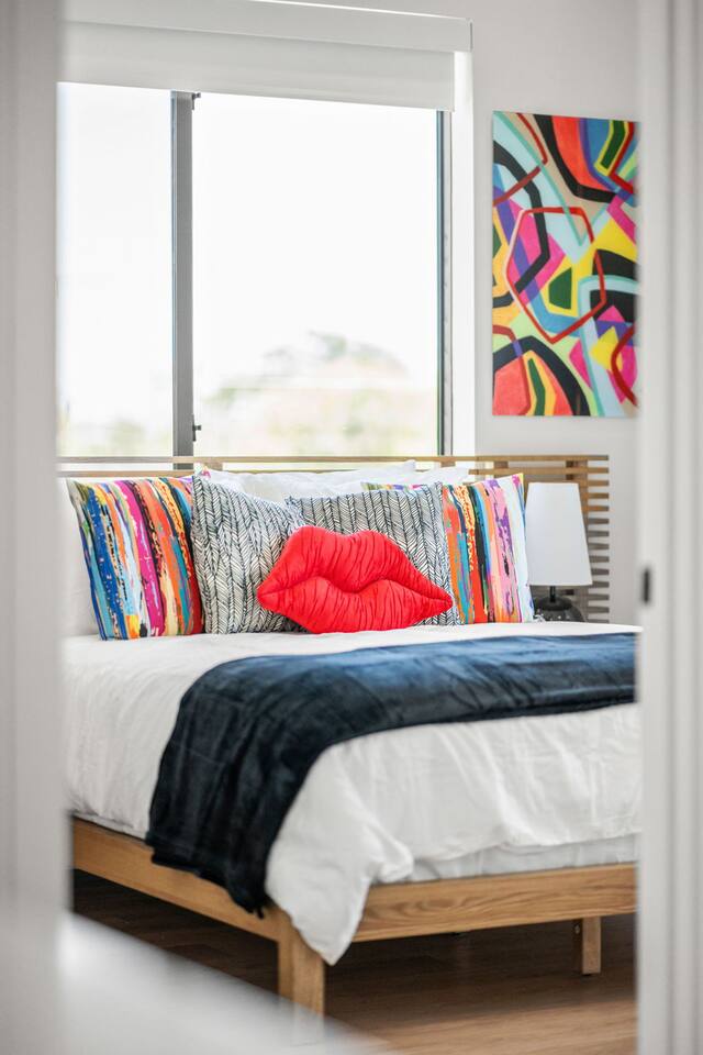 A bold, stylish bedroom touch that adds personality to the space.
