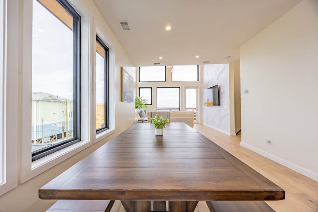 Ocean-view dining room at Driftwood Carolina vacation rental