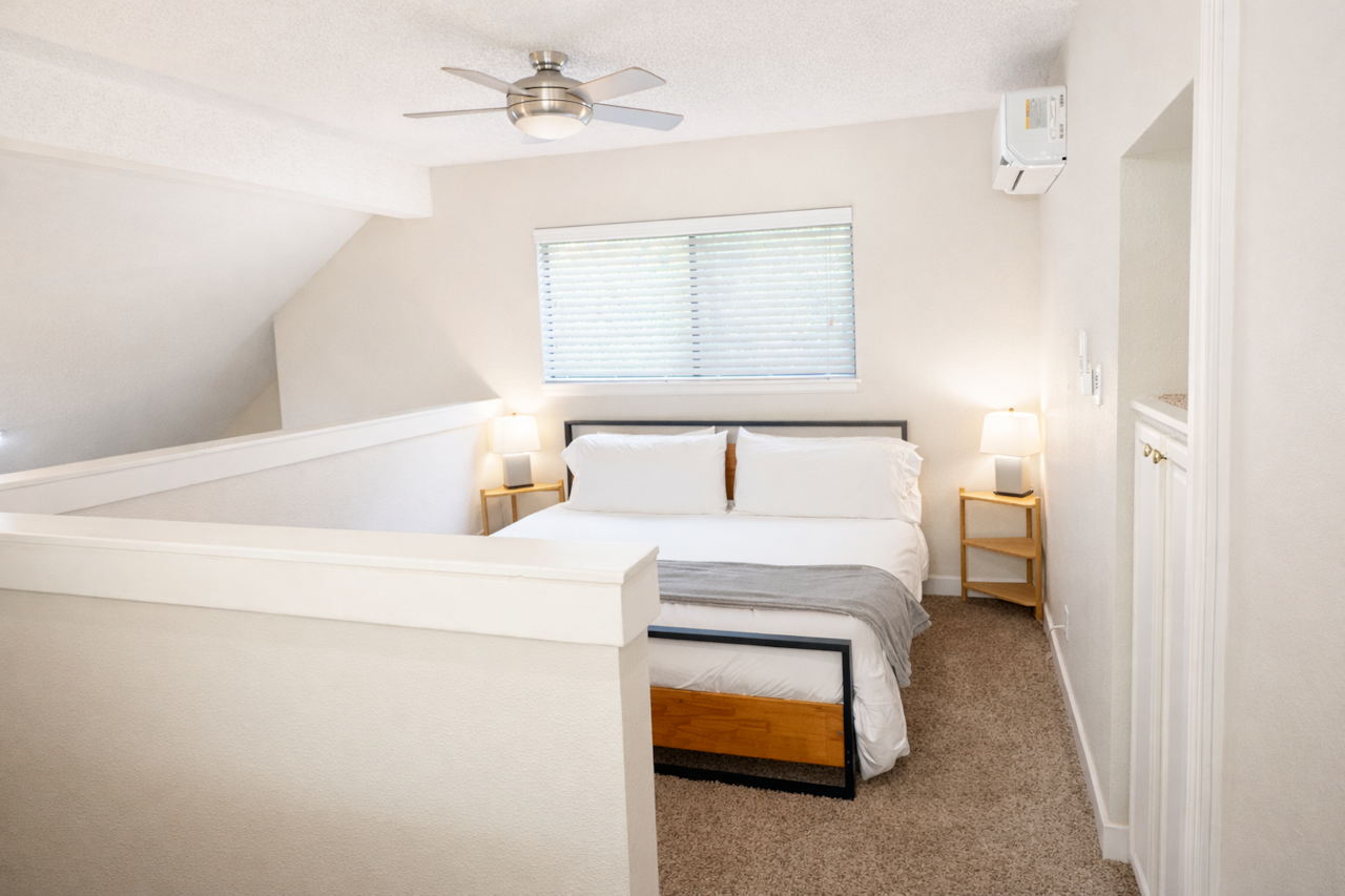 (Upstairs Loft) Sink into our ultra-comfortable Casper king mattress