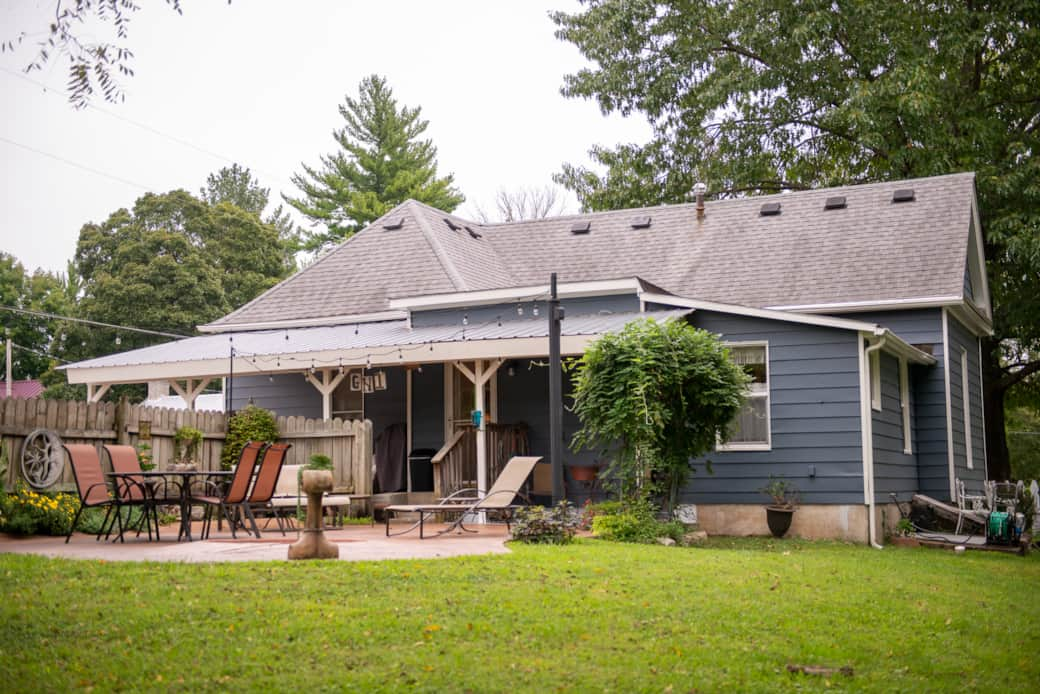 Scenic back patio and yard