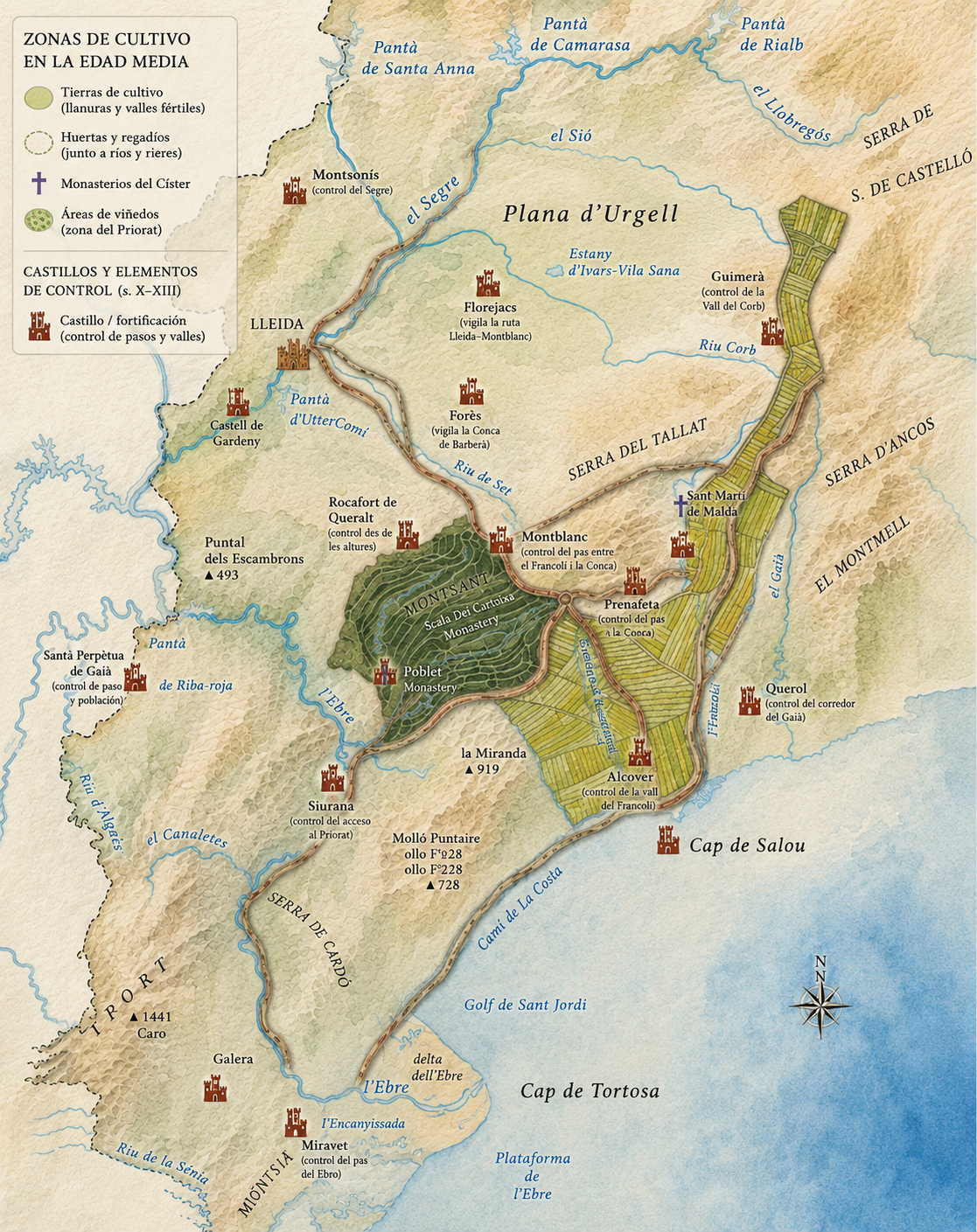 Castles and control points associated with passes and valleys