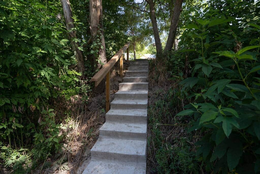 Concrete stairs to the creek