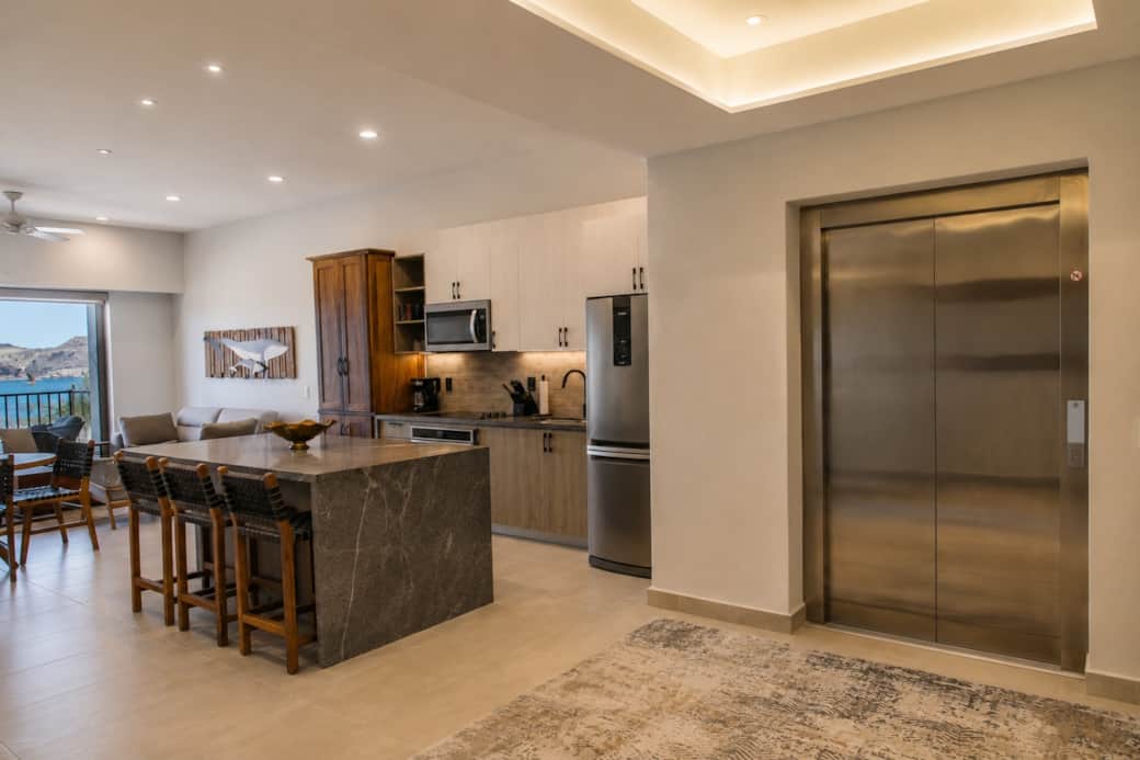 Elevator Entry and Kitchen