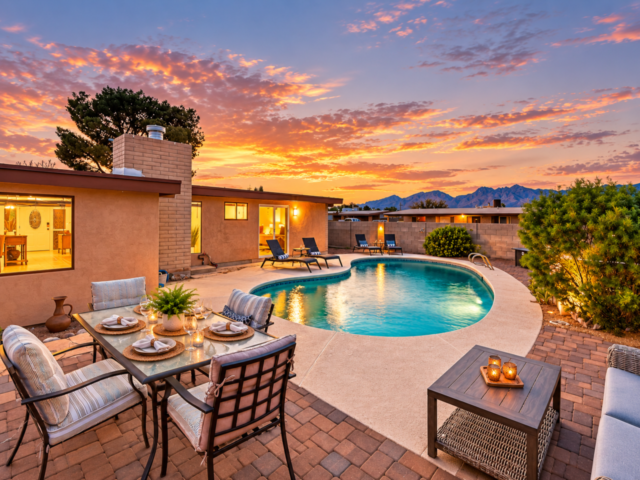 Outdoor dining area with amazing views