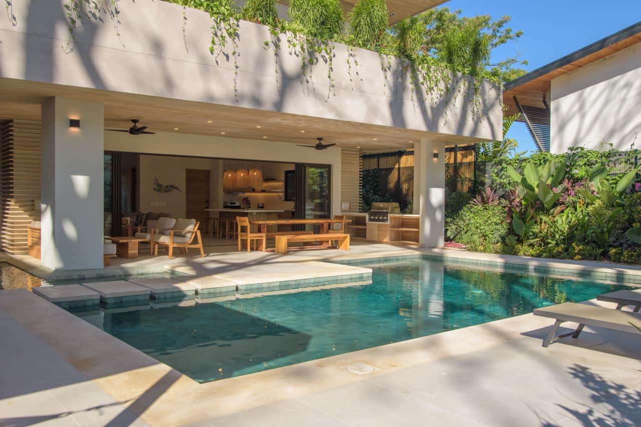 Large, private saltwater pool with deep and shallow ends