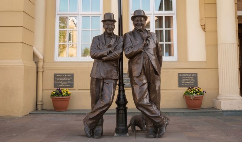 Laurel and Hardy statue at the museum in Ulverston