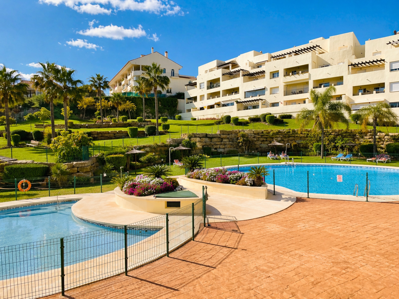 Swimming pool in a sunny Mediterranean resort