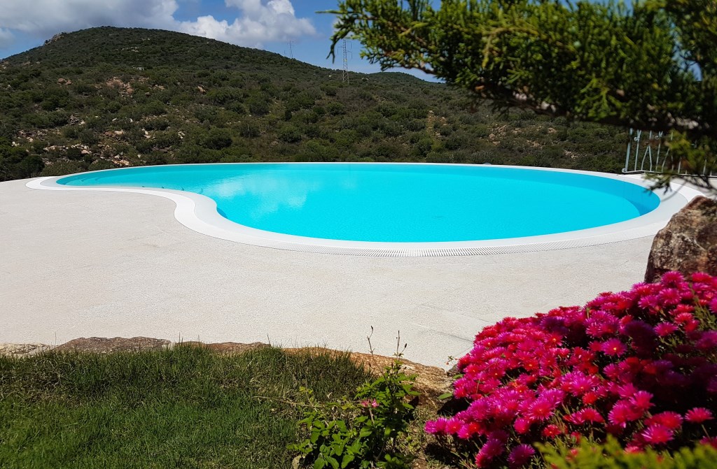 I fiori mediterranei che crescono a bordo piscina di villa Veronica, Sardegna