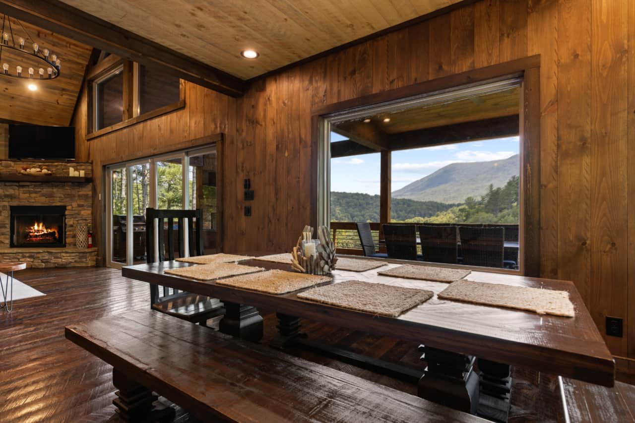 Mountain views from the main living and dining area