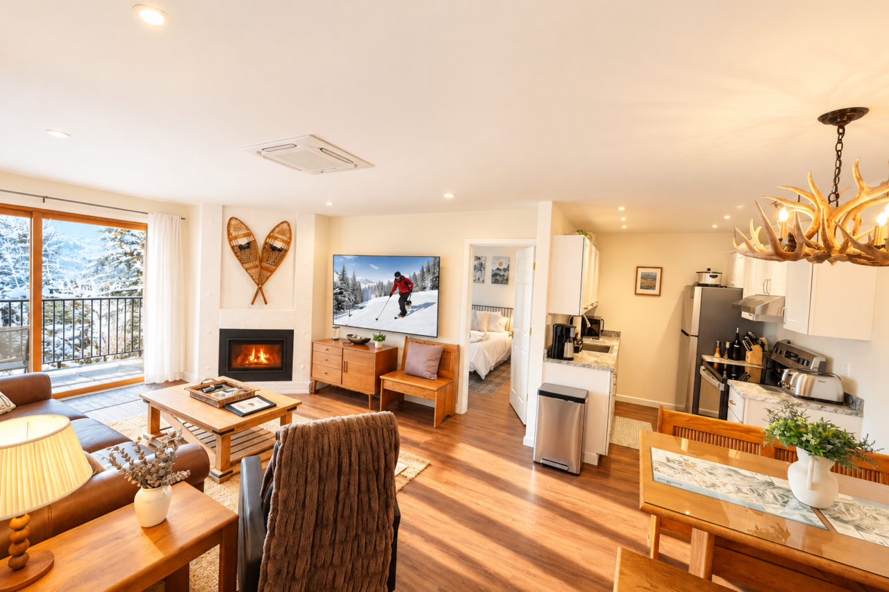 Cozy Steamboat ski-in/ski-out condo with spacious living room, gas fireplace, and comfy seating.
