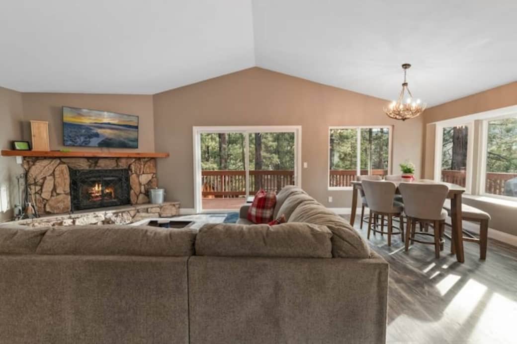 Living room, upper deck, fireplace