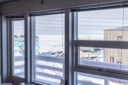 Seaview from the 1. floor. Frozen ocean in March 2024