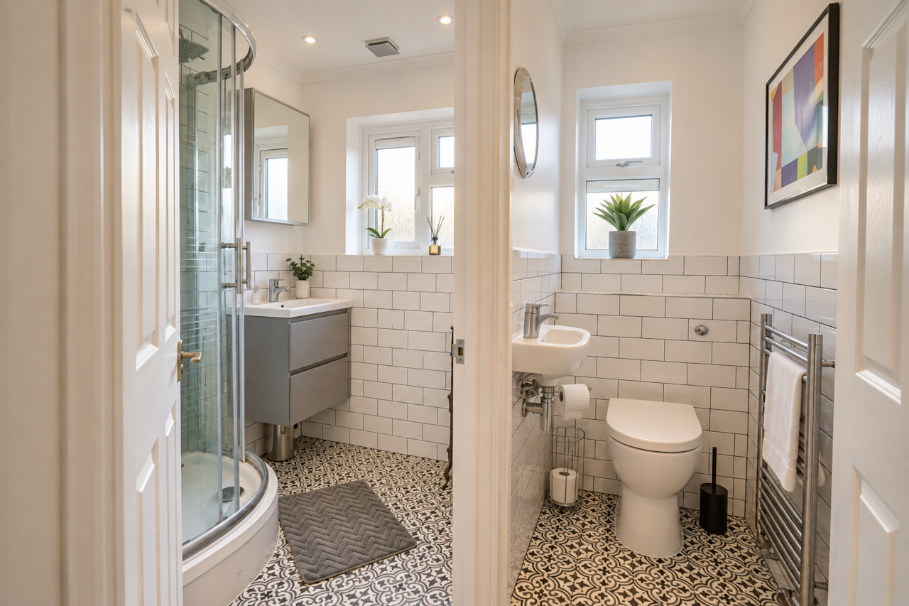 Shower and toilet