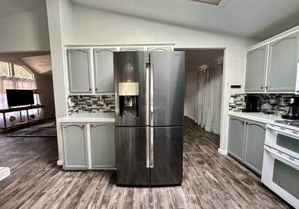 Full size refrigerator and stove.