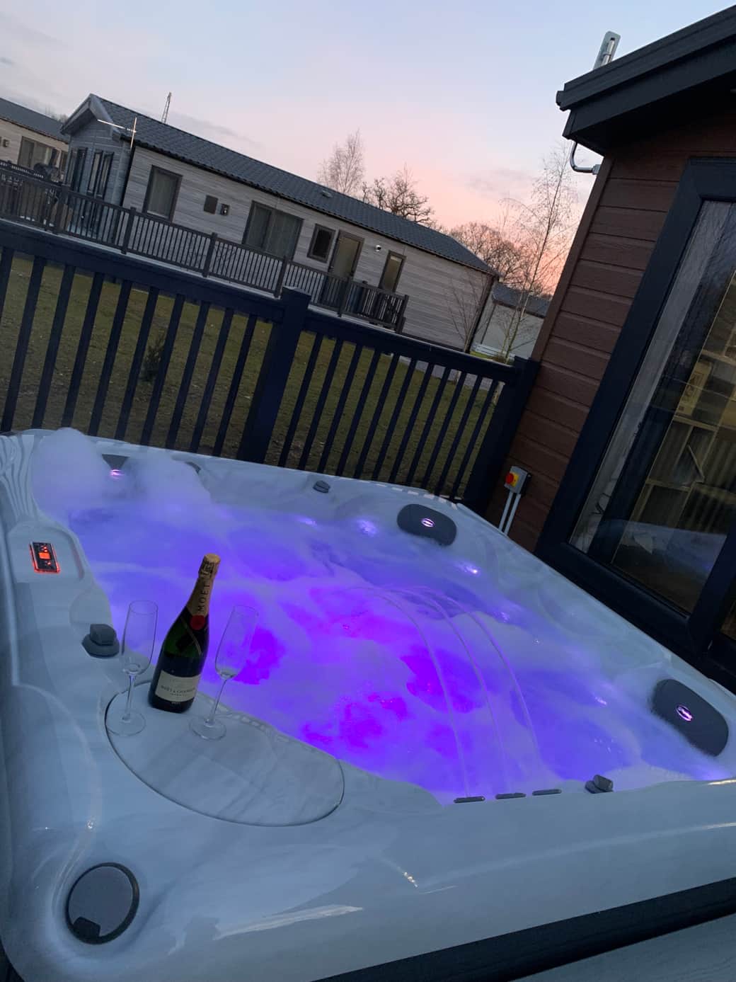 Evening hot tub