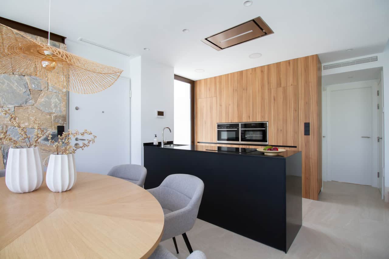 Dining area with open kitchen