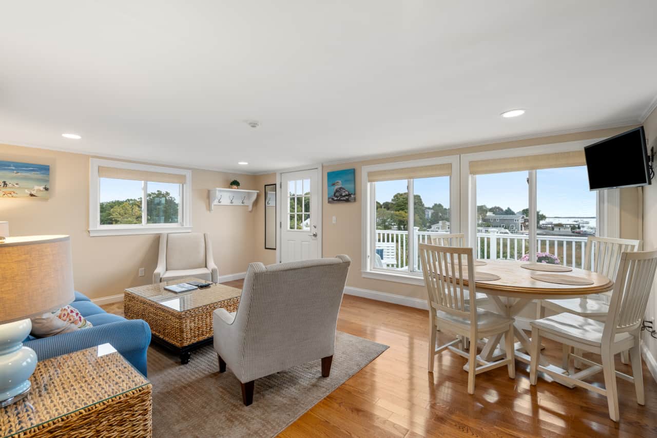 Living and Dining Room with Marina Views
