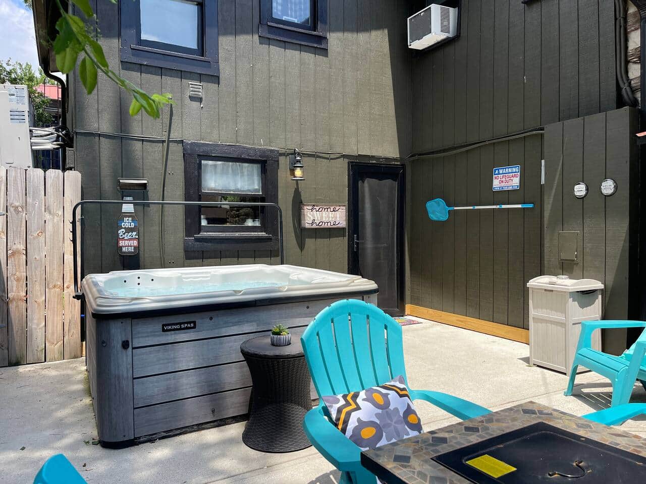 Patio with hot tub
