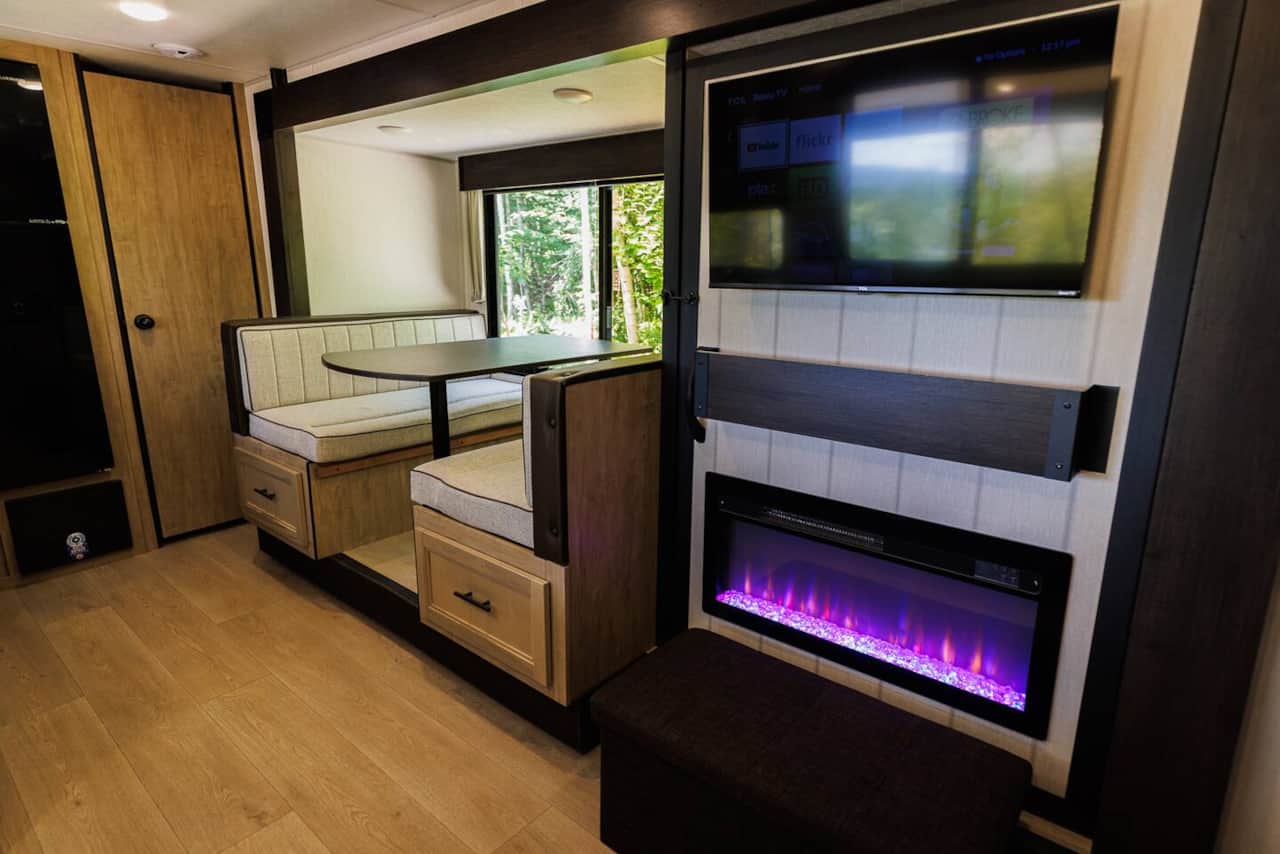 TV and Fireplace