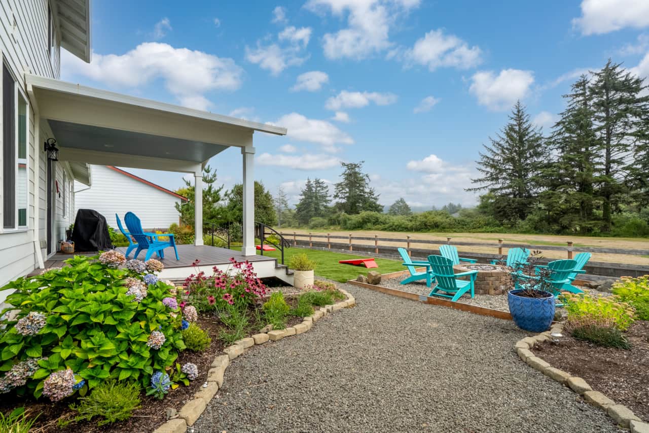 Spacious backyard with stunning views, perfect for relaxing, playing, and enjoying time together.