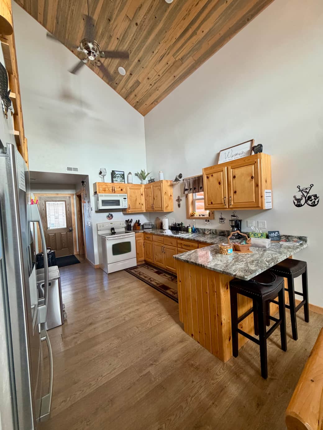 Open-concept kitchen and dining area for group meals and game nights