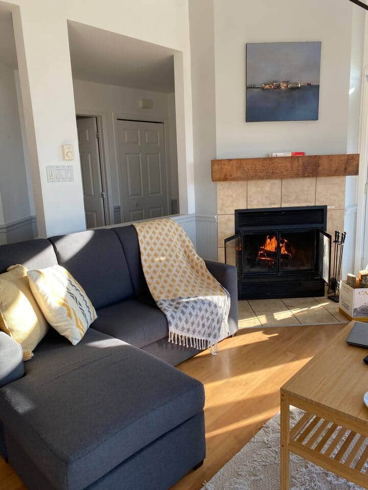 Living room and fireplace