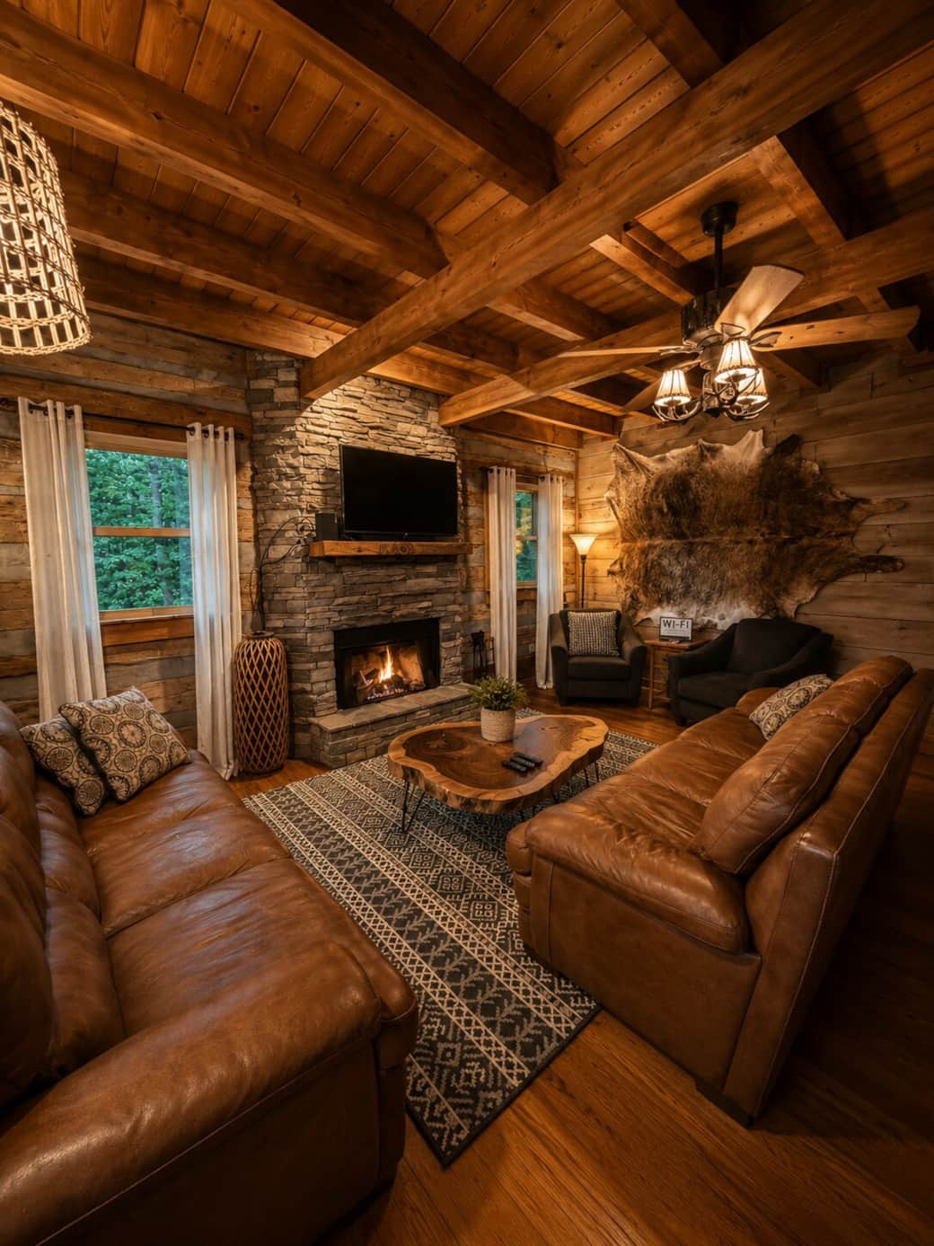 Warm and cozy living room with gas fireplace. Warm and cozy living room with gas fireplace.