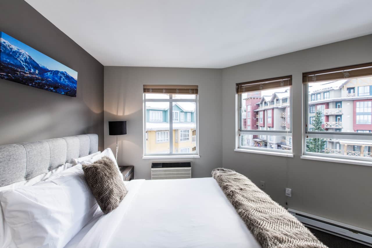 Master bedroom with views of Whistler village