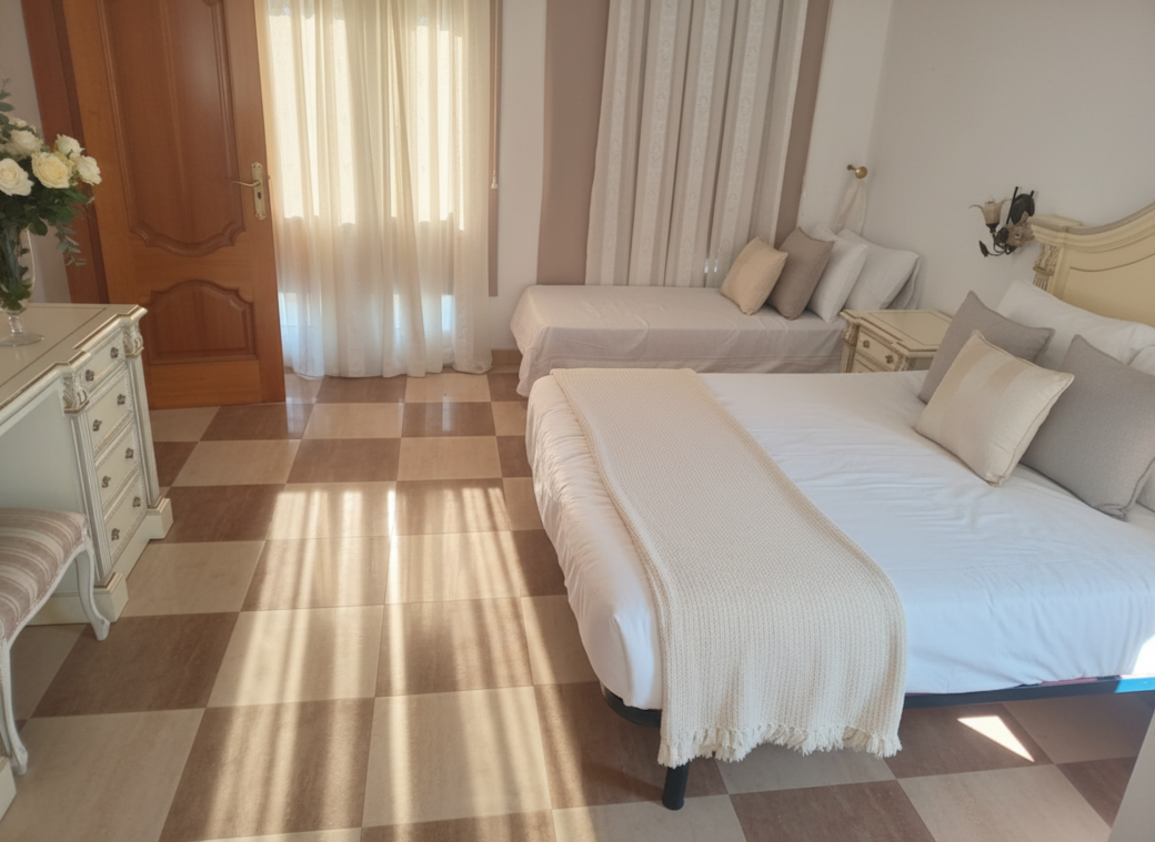 Classic Bedroom with Checkered Floor Classic Bedroom with Checkered Floor